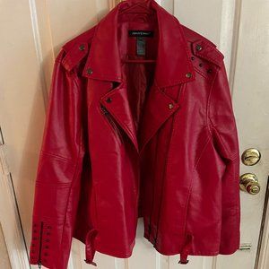 Ashley Stewart Red Leather Coat